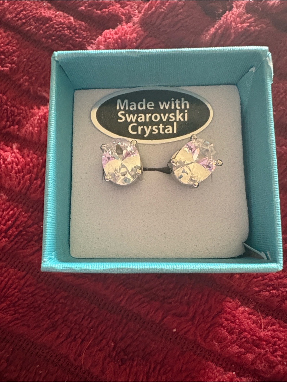 Swarovski Clear Crystal Stud Earrings with Iridescent Sparkle